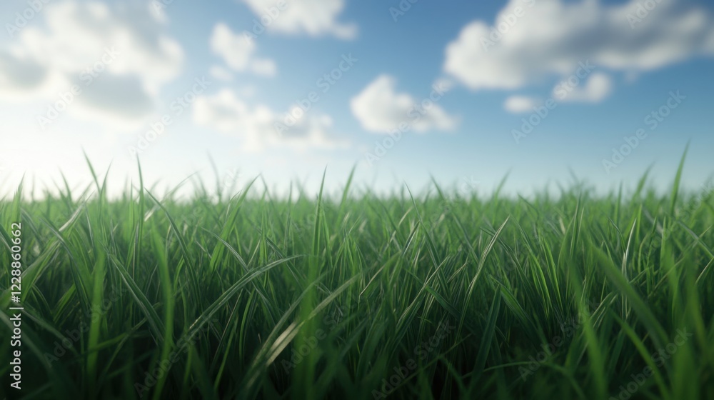 Freshly cut green grass with a smooth texture and natural depth under a clear sky lighting. Freshly cut green grass with a smooth texture and natural depth under a clear sky lighting.
