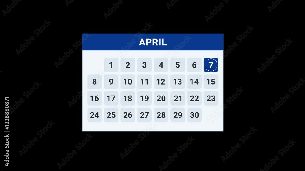 7th April Date Calendar Animation 7th April Date Calendar Animation