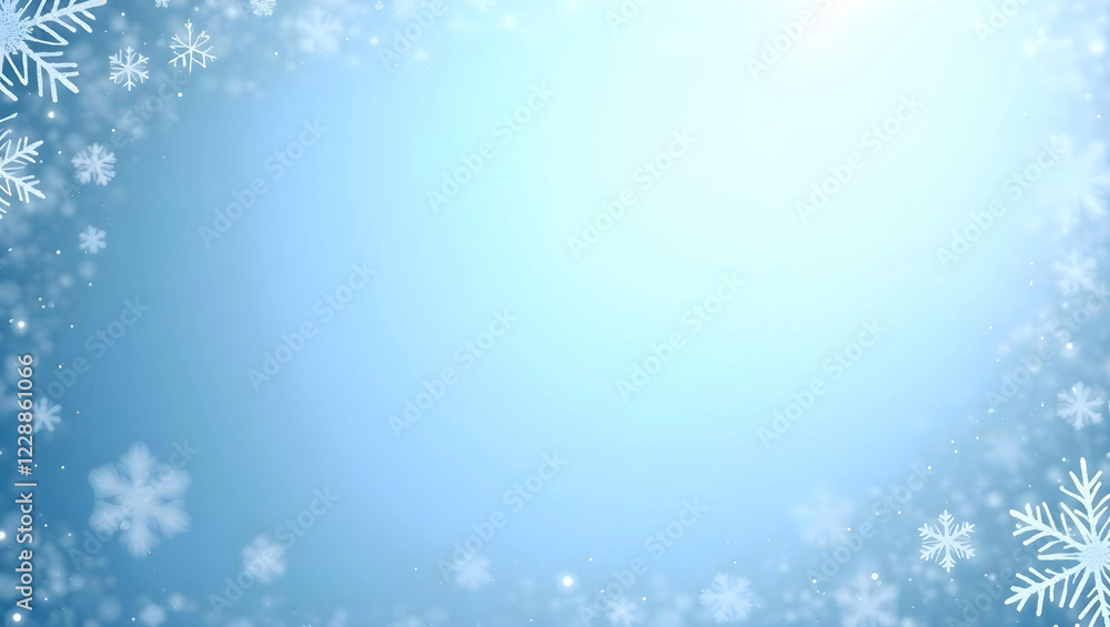 a frosty blue background with intricate, delicate snowflakes scattered across the edges a frosty blue background with intricate, delicate snowflakes scattered across the edges