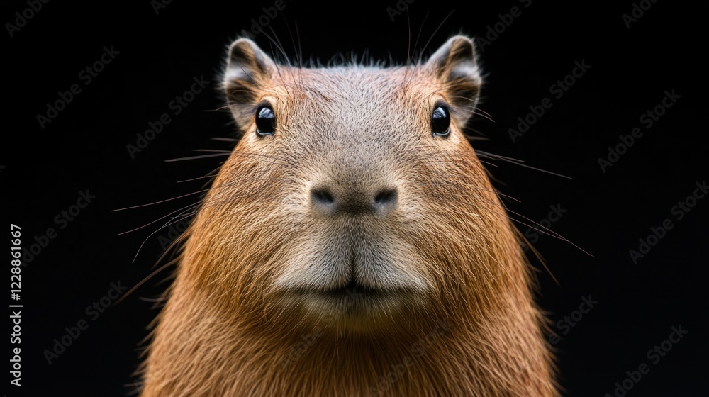 Close-up portrait of a capybara against a black background. (3) Close-up portrait of a capybara against a black background. (3)
