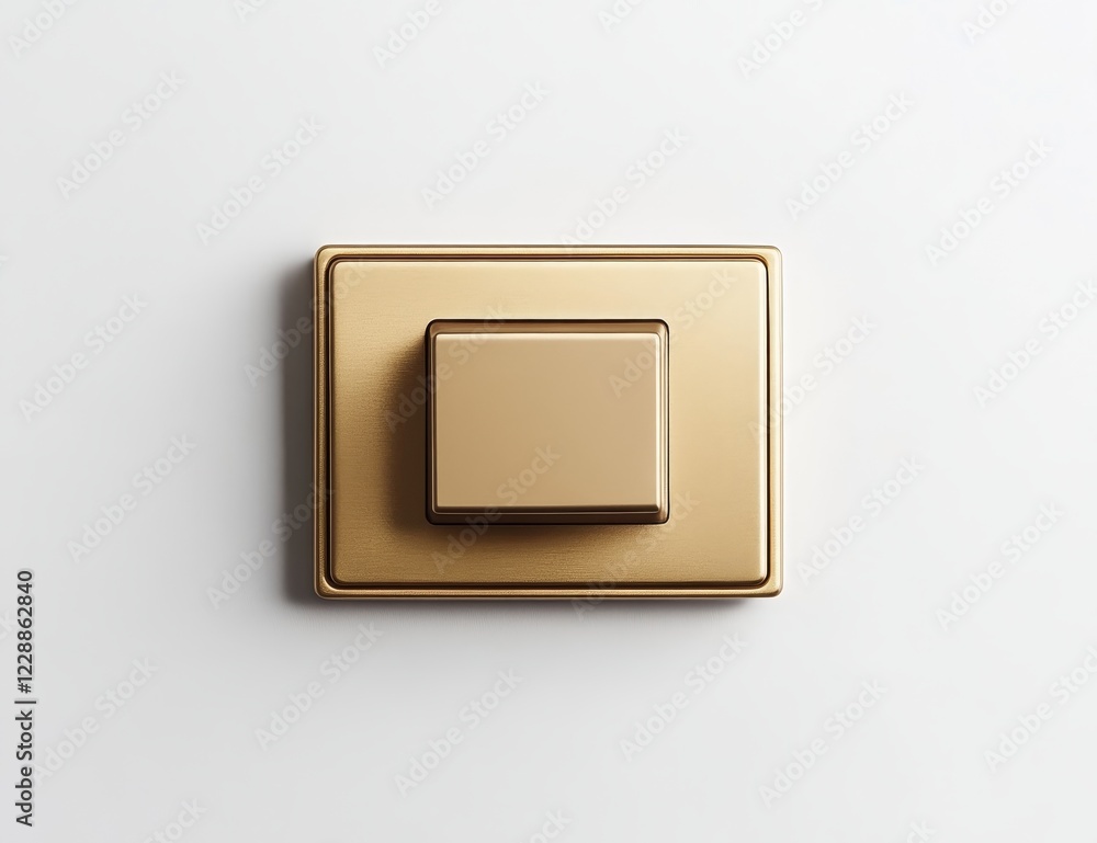 Gold square button on a light gold square plate. Gold square button on a light gold square plate.