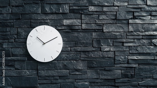 Wallpaper Mural Minimalist white clock on dark stone wall. Torontodigital.ca