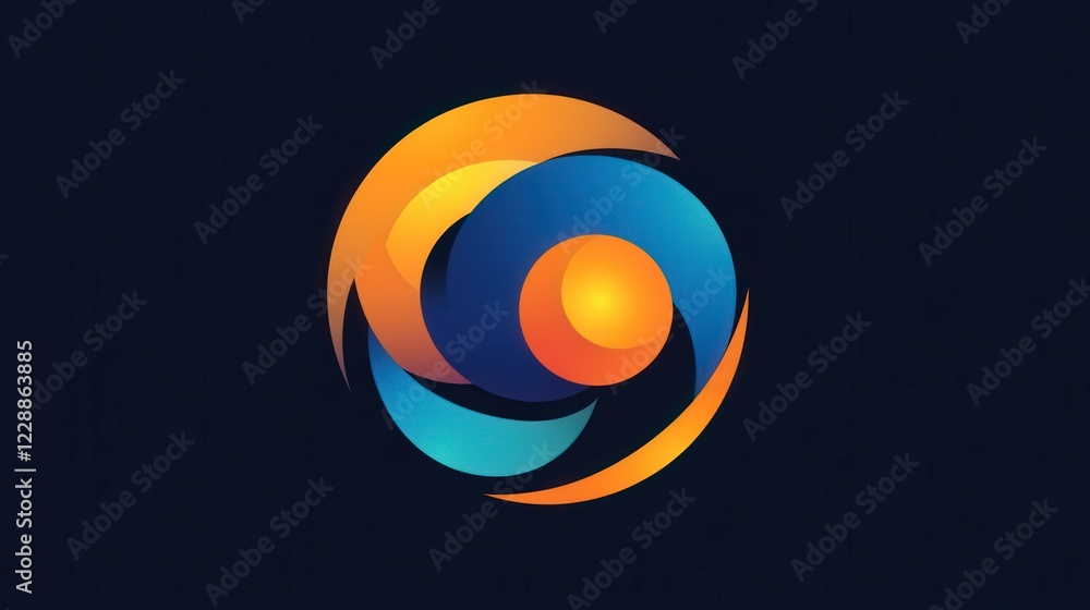 Abstract Swirling Design in Vibrant Orange and Blue Hues Abstract Swirling Design in Vibrant Orange and Blue Hues