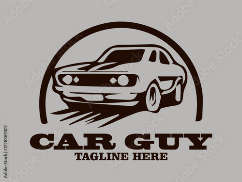 car guy with a classic car roams the streets. true car enthusiast,  This illustration is perfect to use as a logo for a car repair shop, t-shirt design,  any other design element related to automotive