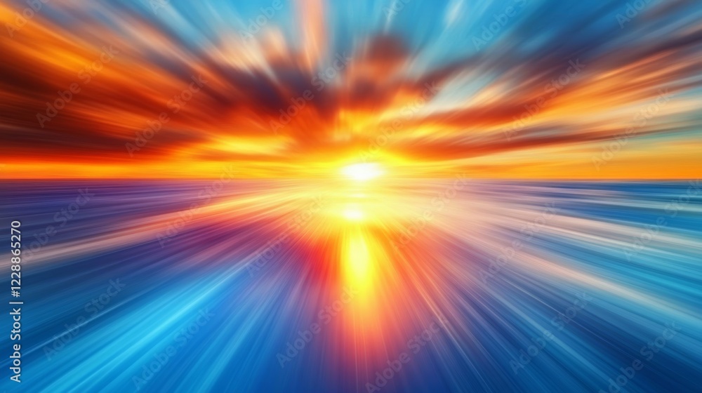 Obraz premium Abstract sunset sky and ocean nature background with blurred panning motion