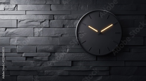 Wallpaper Mural Modern black clock on dark brick wall. Torontodigital.ca