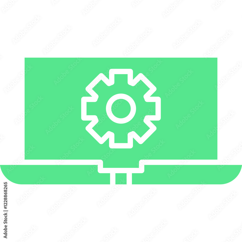 Laptop Settings icon single vector illustration Laptop Settings icon single vector illustration