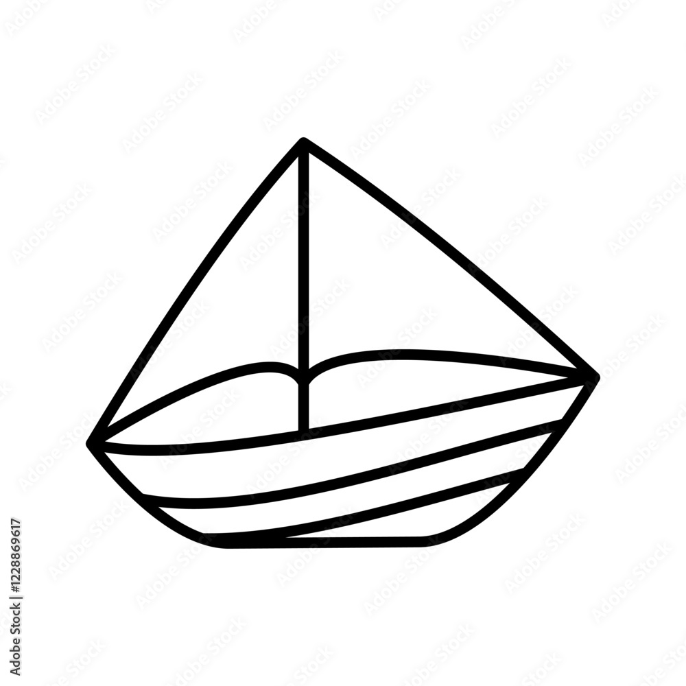Fototapeta premium Sailboat, yacht, boat, linear icon. Line with editable stroke vector illustration, pictogram isolated on white background. color editable