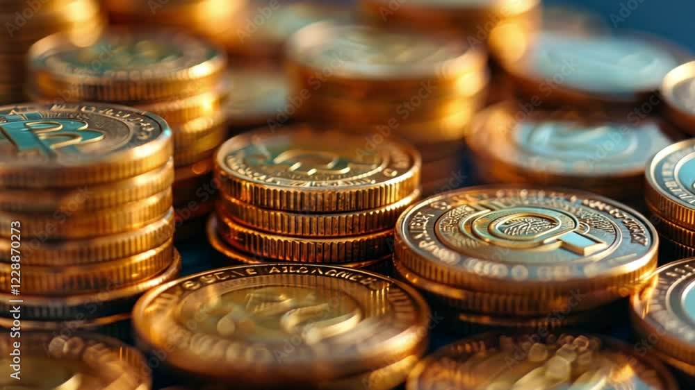 Golden Crypto Coins Stacked High: A Glimpse into Digital Currency Golden Crypto Coins Stacked High: A Glimpse into Digital Currency