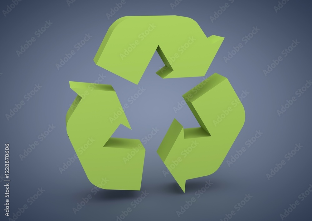 Green arrows, recycling symbol, symbolic image for recycling, reprocessing, 3D illustration Green arrows, recycling symbol, symbolic image for recycling, reprocessing, 3D illustration