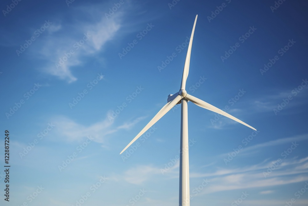 Wind energy turbine in front of blue sky. KI generiert, generiert AI generated Wind energy turbine in front of blue sky. KI generiert, generiert AI generated