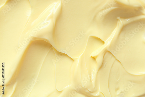 Fototapeta Texture of tasty vanilla pudding as background, closeup