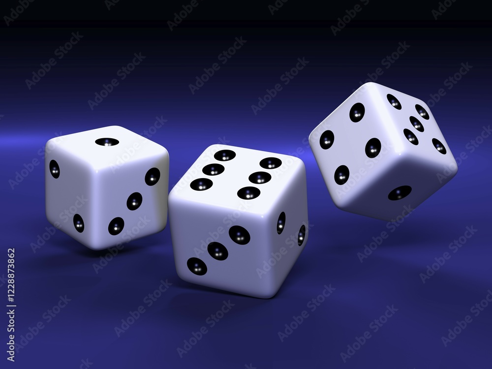 Three falling dice, 3-D illustration Three falling dice, 3-D illustration