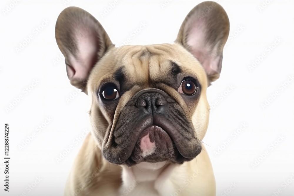 Portrait of French Bulldog dog on white background. KI generiert, generiert AI generated Portrait of French Bulldog dog on white background. KI generiert, generiert AI generated