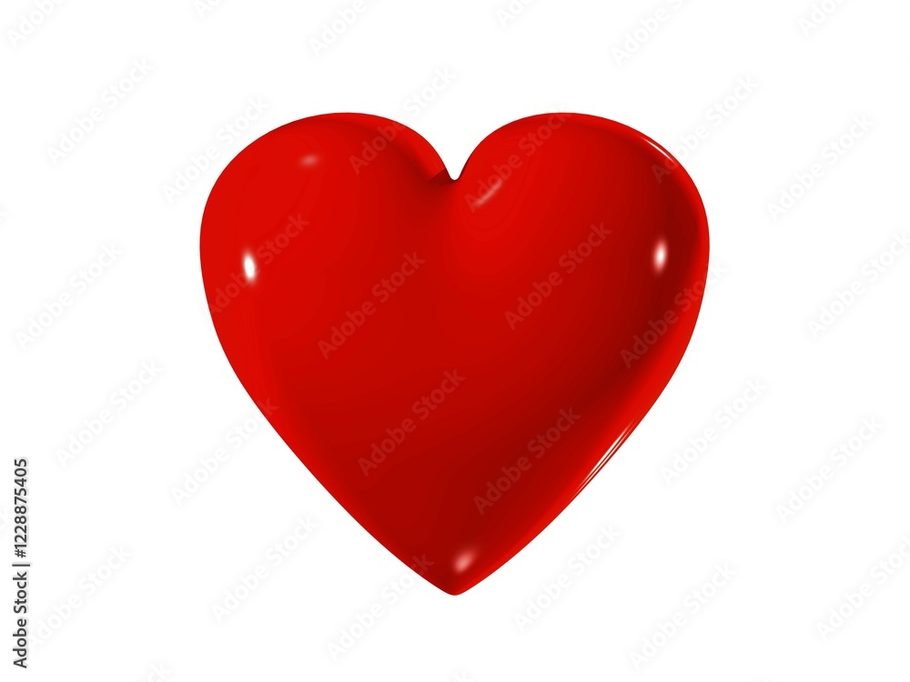 Red glossy heart, 3D illustration Red glossy heart, 3D illustration
