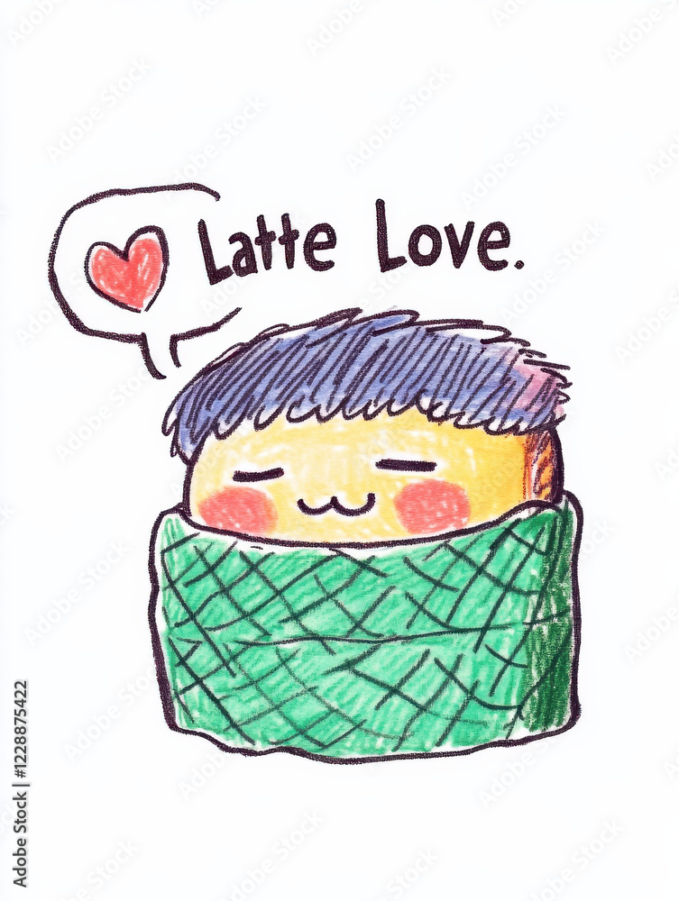 Hand-drawn sleepy coffee bean with Hand-drawn sleepy coffee bean with