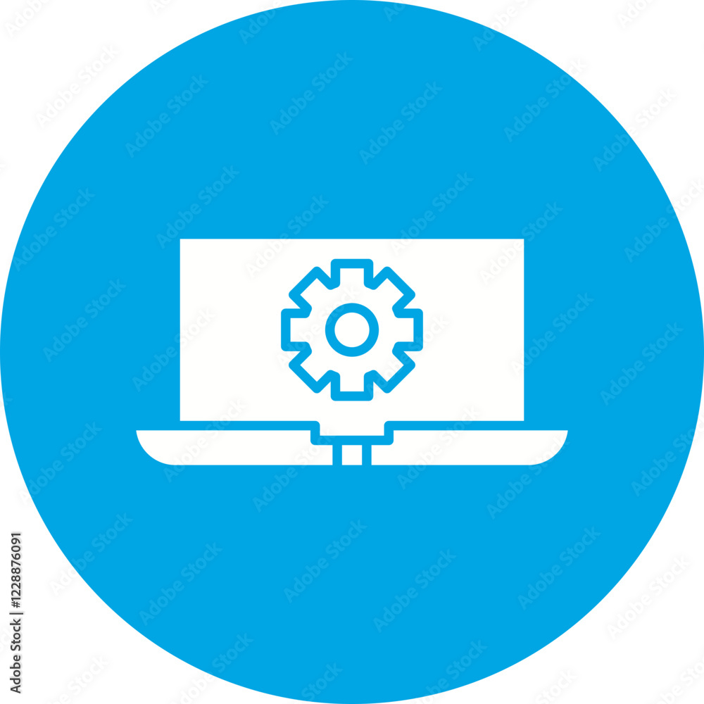 Laptop Settings icon single vector illustration Laptop Settings icon single vector illustration