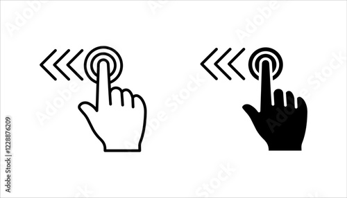 Swipe the icon set to the left. drag or scroll to the left side of the black and white signature, which can be edited. suitable for application or web ui design, with a white background.