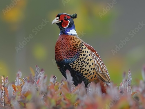 A pheasant (Phasianus colchicus) in natural surroundings, AI generated photo