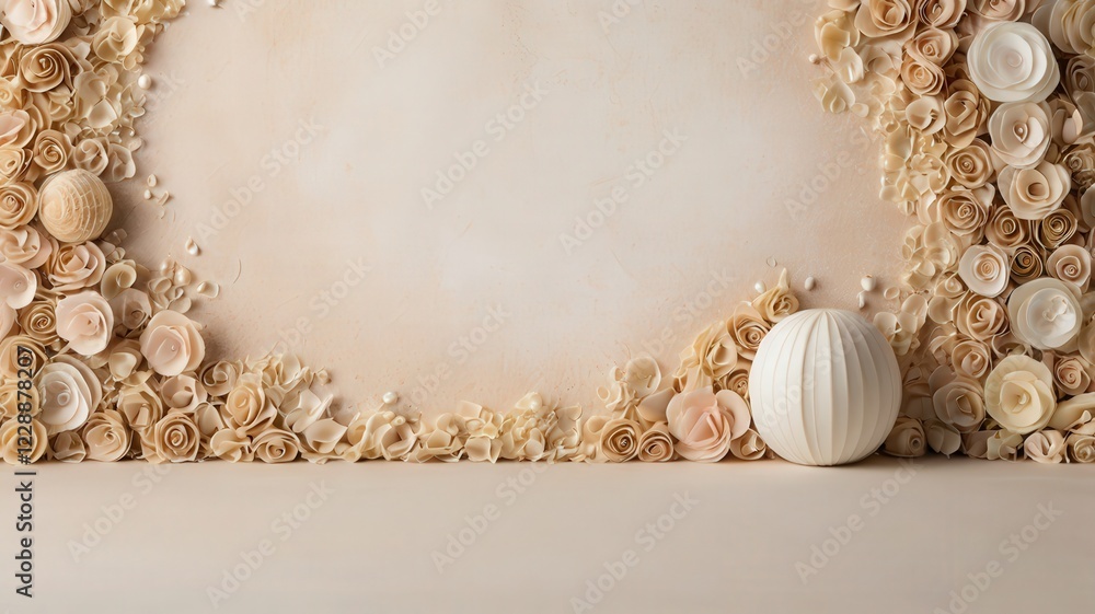 Obraz premium beach, shell, sea, frame, sand, summer, seashell, decoration, nature, christmas, holiday, ocean, shells, travel, texture, border, tropical, paper, card, vacation, starfish, marine, flower, color, gold