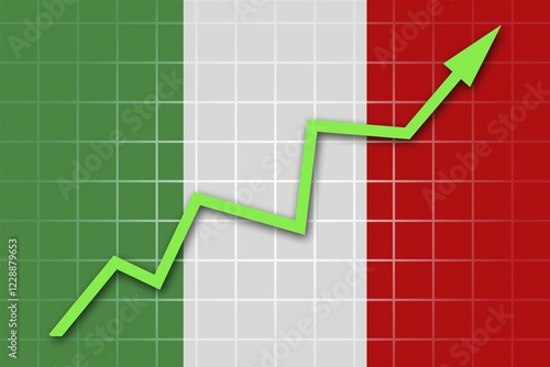 The Italian flag and arrow graph going up photo