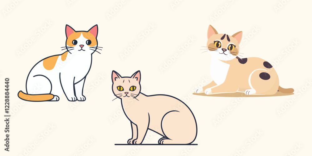 Cat flat clipart vector illustration animal, pet, kitten, cartoon, kitty, vector, love, c cats, silhouette, outline, Cat flat clipart vector illustration animal, pet, kitten, cartoon, kitty, vector, love, c cats, silhouette, outline,