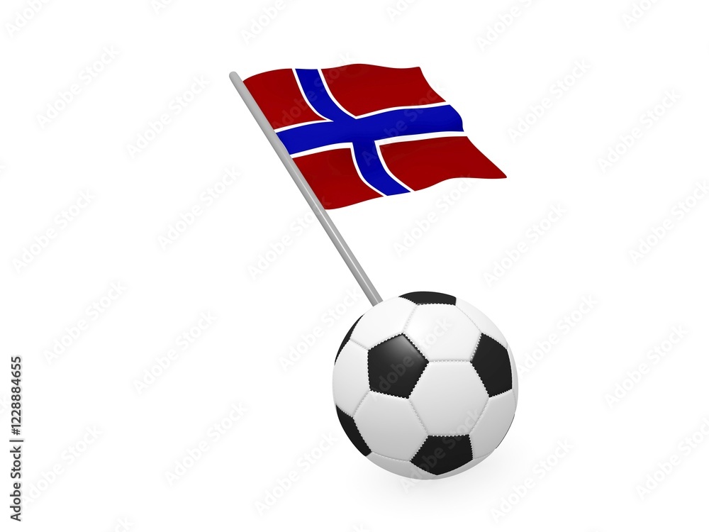 Obraz premium Soccer ball with the flag of Norway, soccer championship concept 3d rendering