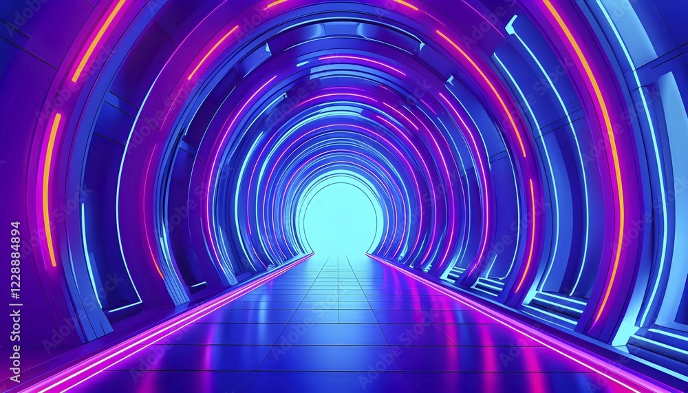 Fototapeta premium 3d rendering of architecture visualization of a futuristic passageway, AI generated