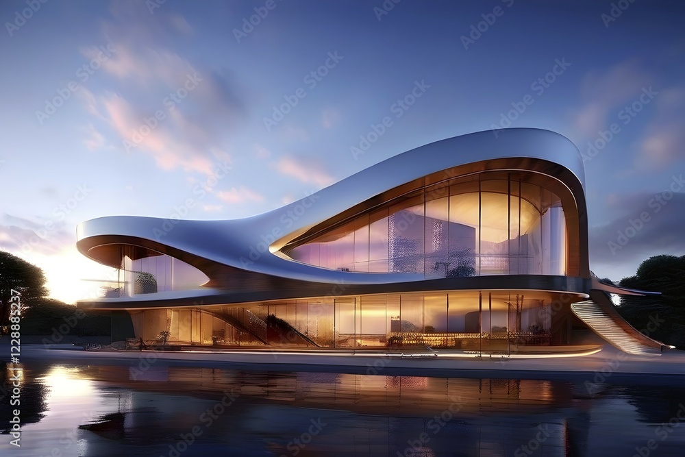 Fototapeta premium KI generated architectural structure melding computer aided design illustrations with genuine photoelements, AI generated