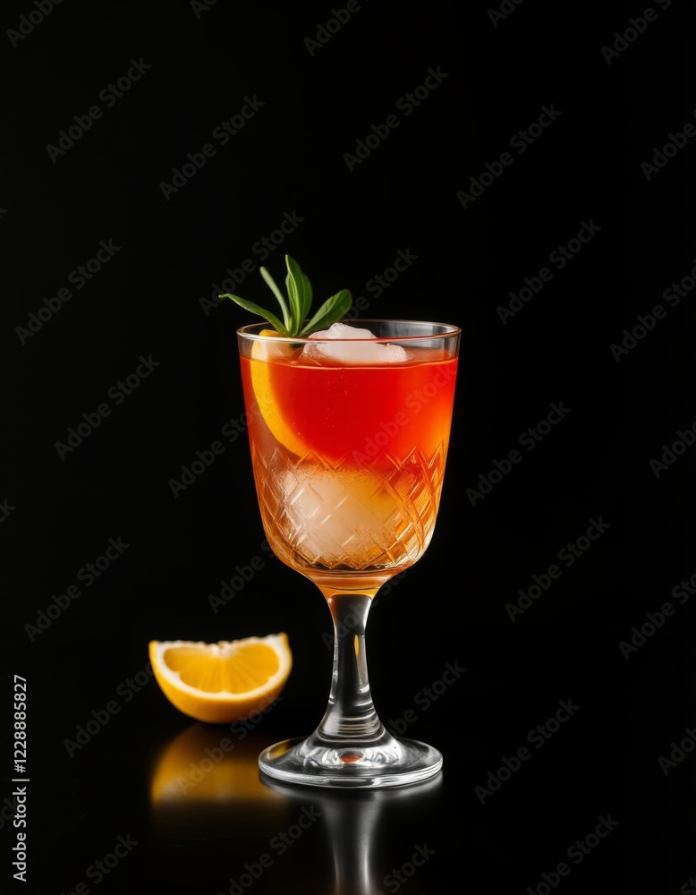 old fashion cocktail on black background with hard light isolated vertical old fashion cocktail on black background with hard light isolated vertical