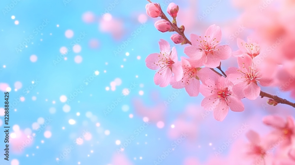 Soft Sakura Blossom with Blurred Background and Ample Free Space Soft Sakura Blossom with Blurred Background and Ample Free Space