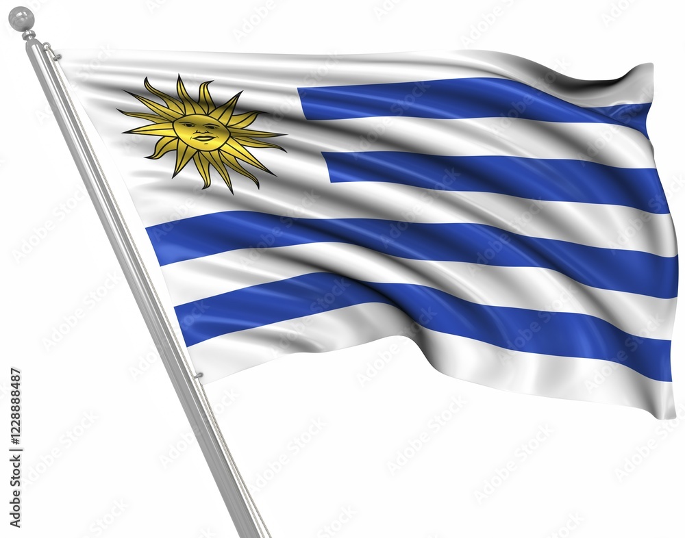 Fototapeta premium Flag of Uruguay, This is a computer generated and 3d rendered image