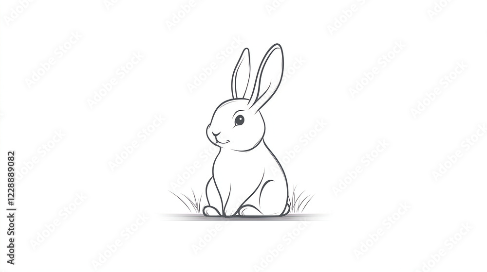 Cute Rabbit Line Drawing – Minimalist Black and White Bunny Sketch Cute Rabbit Line Drawing – Minimalist Black and White Bunny Sketch