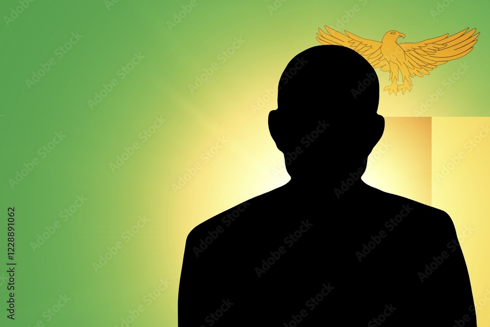 The Zambian flag and the silhouette of an unknown man The Zambian flag and the silhouette of an unknown man