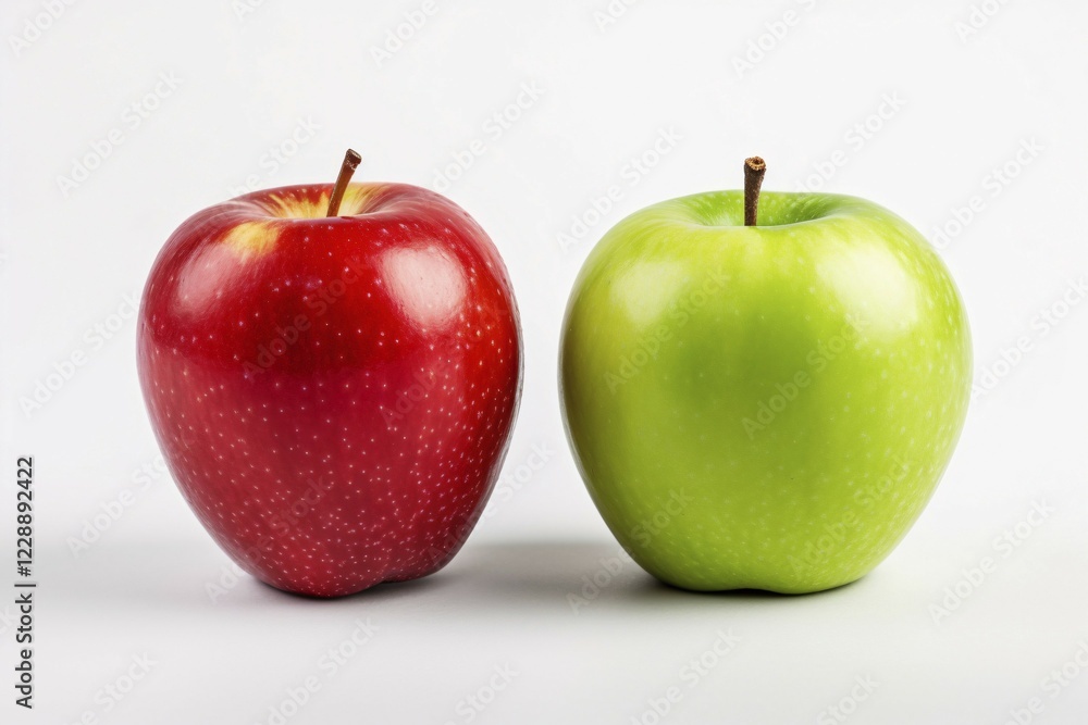 Red and green apples on white background. KI generiert, generiert, AI generated Red and green apples on white background. KI generiert, generiert, AI generated