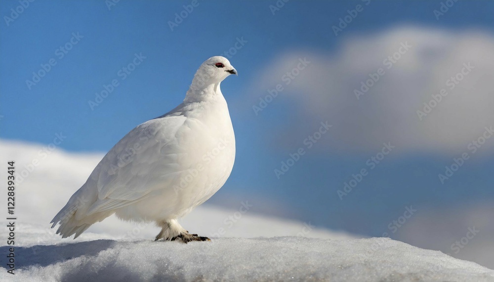 KI generated, A rock ptarmigan foraging in winter, white plumage, (Lagos muta), pheasants KI generated, A rock ptarmigan foraging in winter, white plumage, (Lagos muta), pheasants