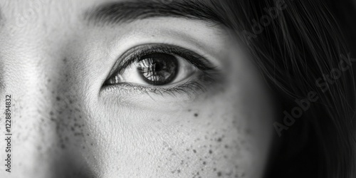 Close-Up Portrait of Woman with Dot Eyes photo