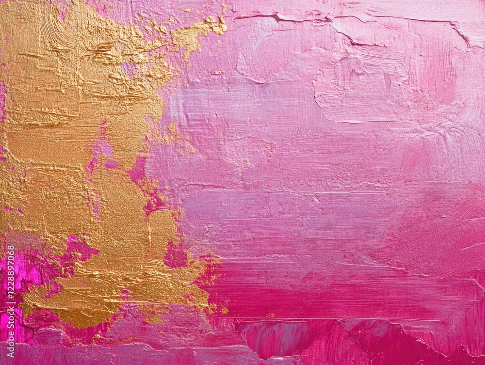 Naklejka premium Abstract Pink and Gold Art Painting