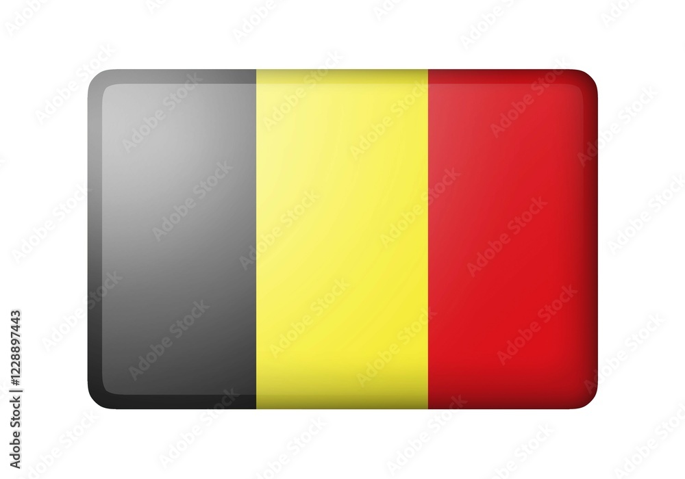 Fototapeta premium The Belgian flag. Rectangular matte icon. Isolated on white background