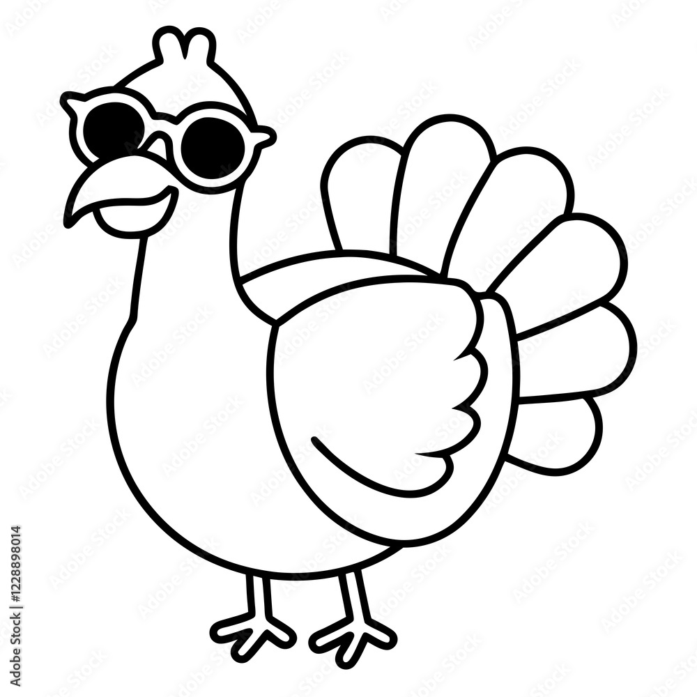 A chicken wearing vr goggles line art vector illustration A chicken wearing vr goggles line art vector illustration