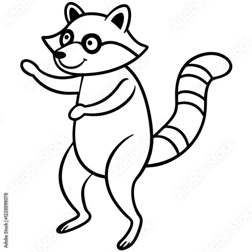 A raccoon doing the dab dance line art vector illustration 