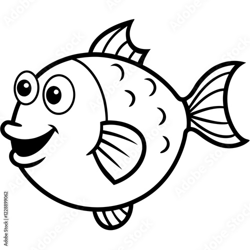 a funny puffer face line art vector illustration 