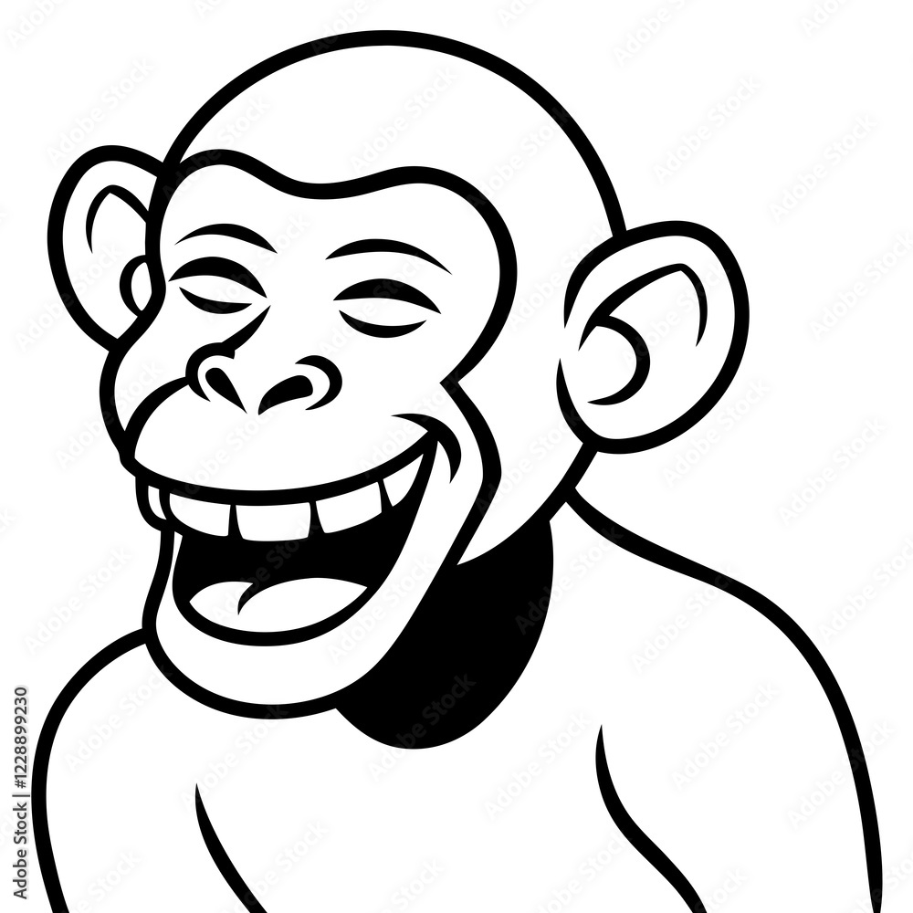 A monkey winking mischievously line art vector illustration A monkey winking mischievously line art vector illustration