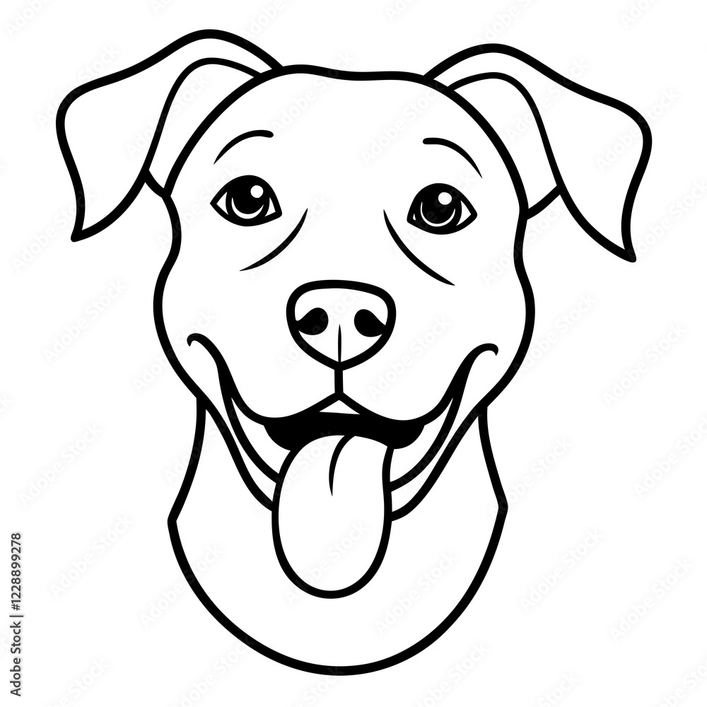 A dog with a goofy tongue out grin line art vector illustration A dog with a goofy tongue out grin line art vector illustration