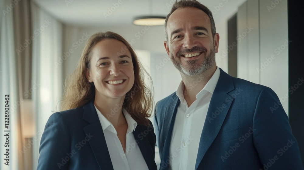 Professional Business Couple Posing for a Portrait Professional Business Couple Posing for a Portrait