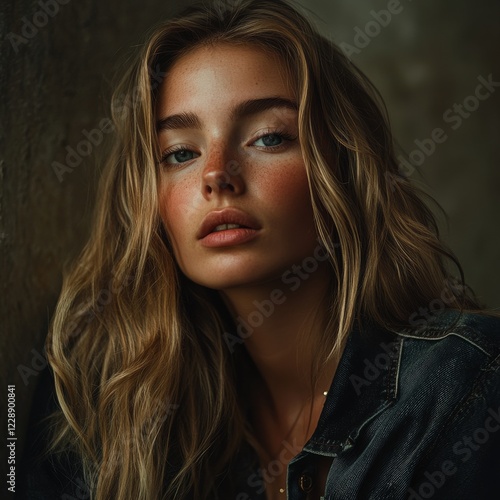 Close up portrait of a woman ,creating a captivating and mysterious atmosphere photo