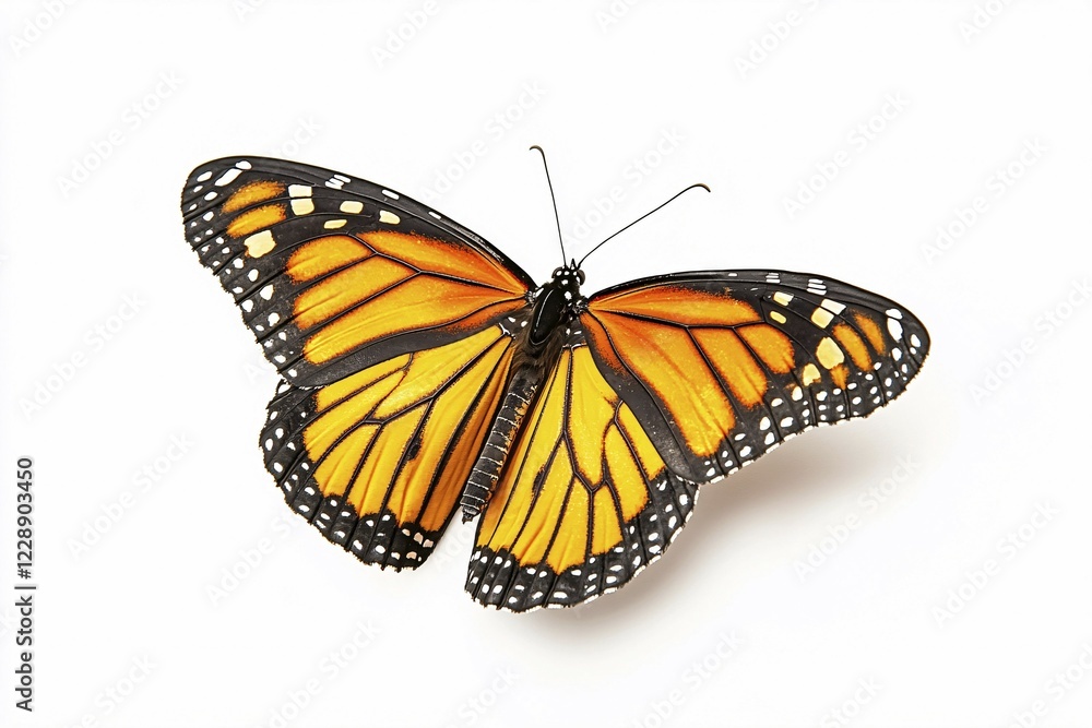 Fototapeta premium Monarch Butterfly on white background. Generative Ai, AI generated