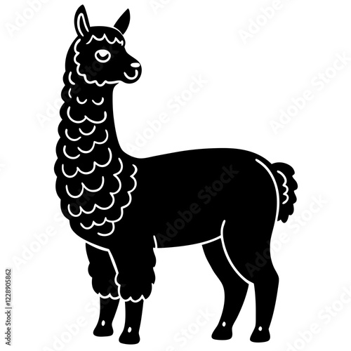 alpaca silhouette vector illustration 