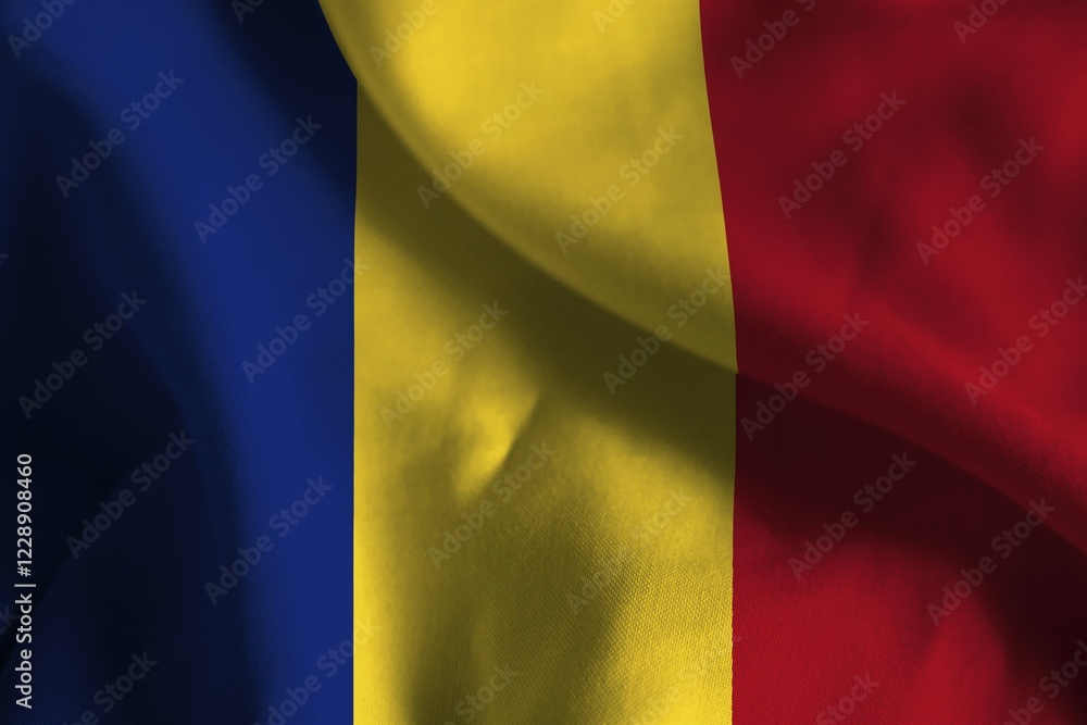 Fototapeta premium A ruffled fabric flag of Romania