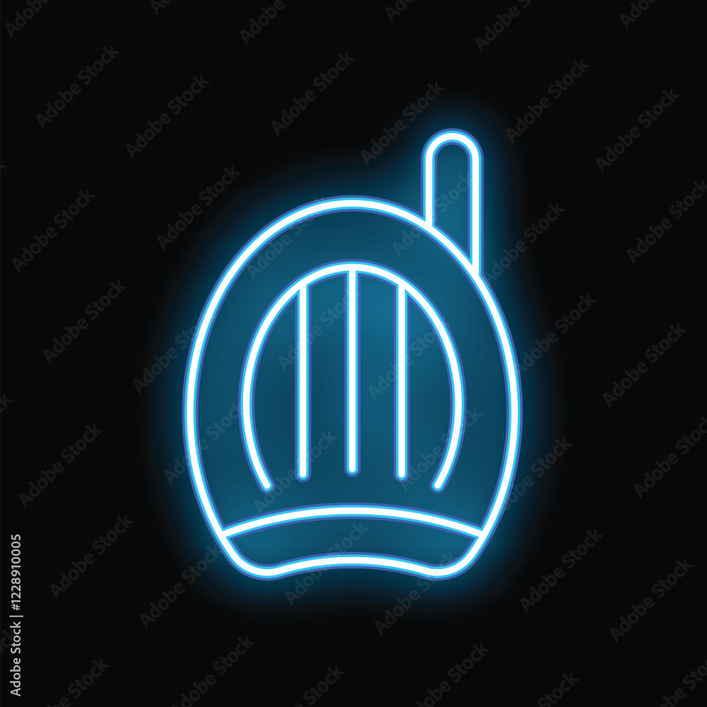 Blue glowing neon line walkie talkie icon isolated on black background for your design, concept of communication Blue glowing neon line walkie talkie icon isolated on black background for your design, concept of communication